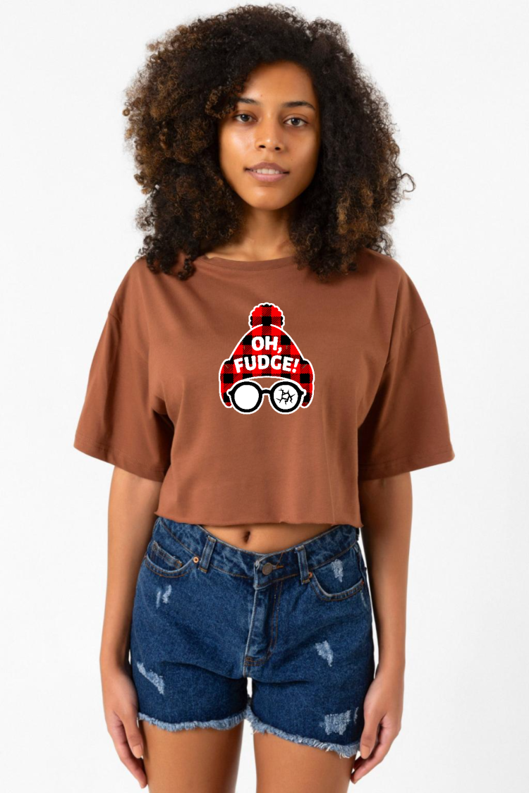 Oh Fudge Christmas Kahverengi Kadın Crop Tshirt