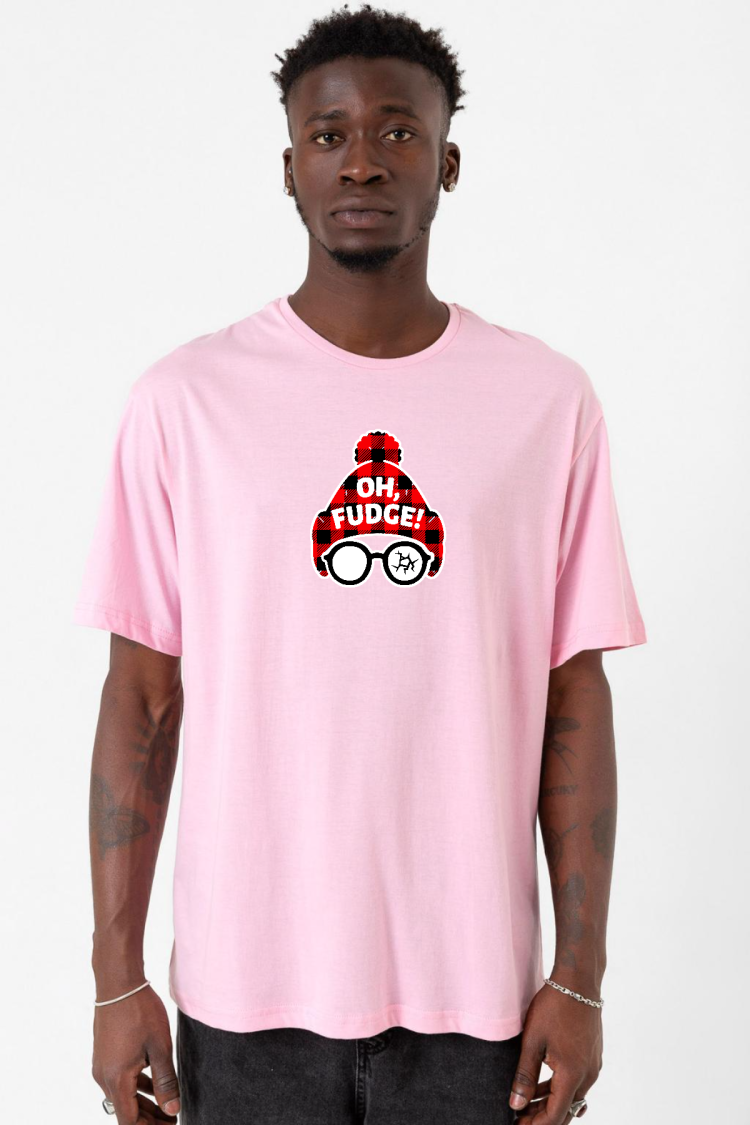 Oh Fudge Christmas Pembe Erkek Oversize Tshirt