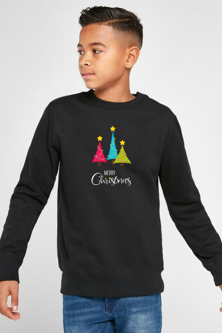 Merry Christmas Siyah Çocuk 2ip Sweatshirt