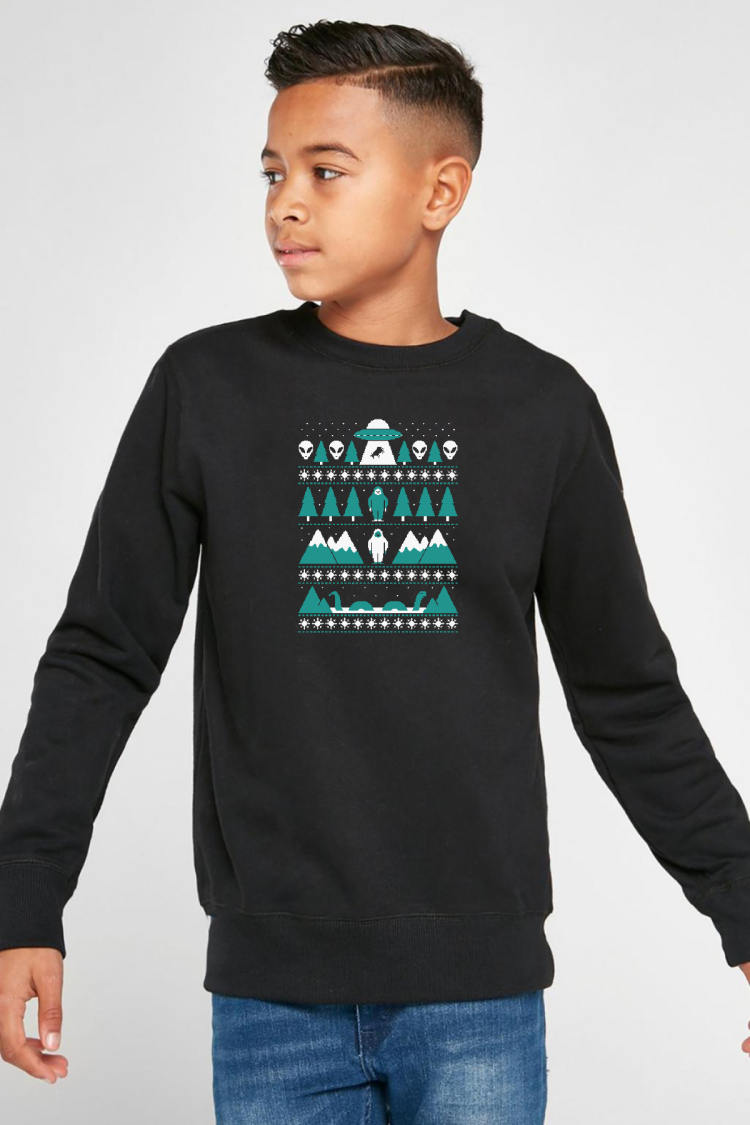 Paranormal Christmas Siyah Çocuk 2ip Sweatshirt