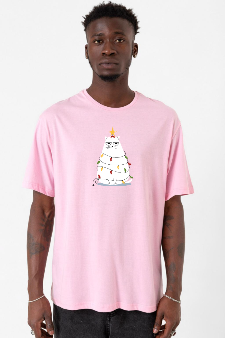 Grumpy Christmas Pembe Erkek Oversize Tshirt