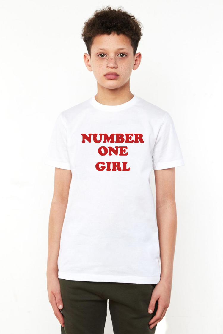 Rose Number One Girl Beyaz Çocuk Bisikletyaka Tshirt