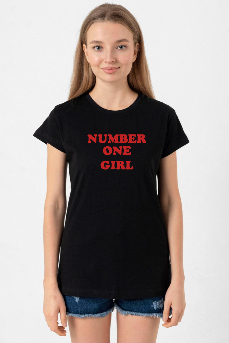 Rose Number One Girl Siyah Kadın Tshirt