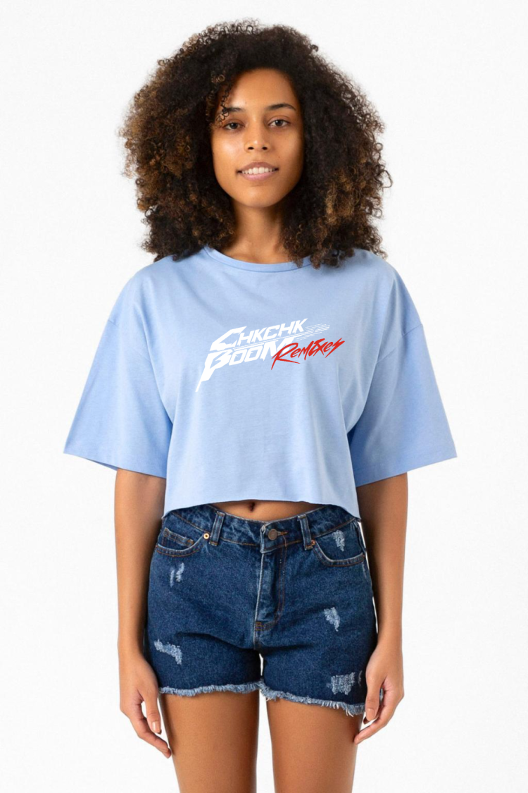 Stray Kids Chk Chk Boom Bebe Mavi Kadın Crop Tshirt