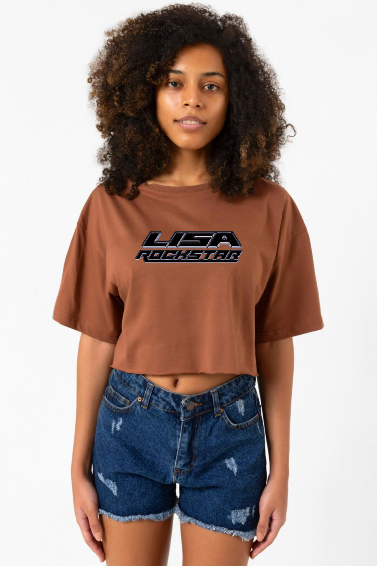 Lisa Rockstar Kahverengi Kadın Crop Tshirt