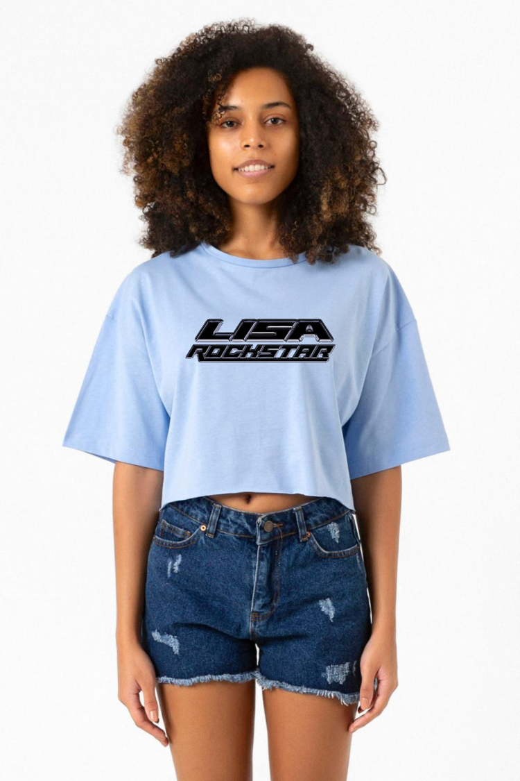 Lisa Rockstar Bebe Mavi Kadın Crop Tshirt