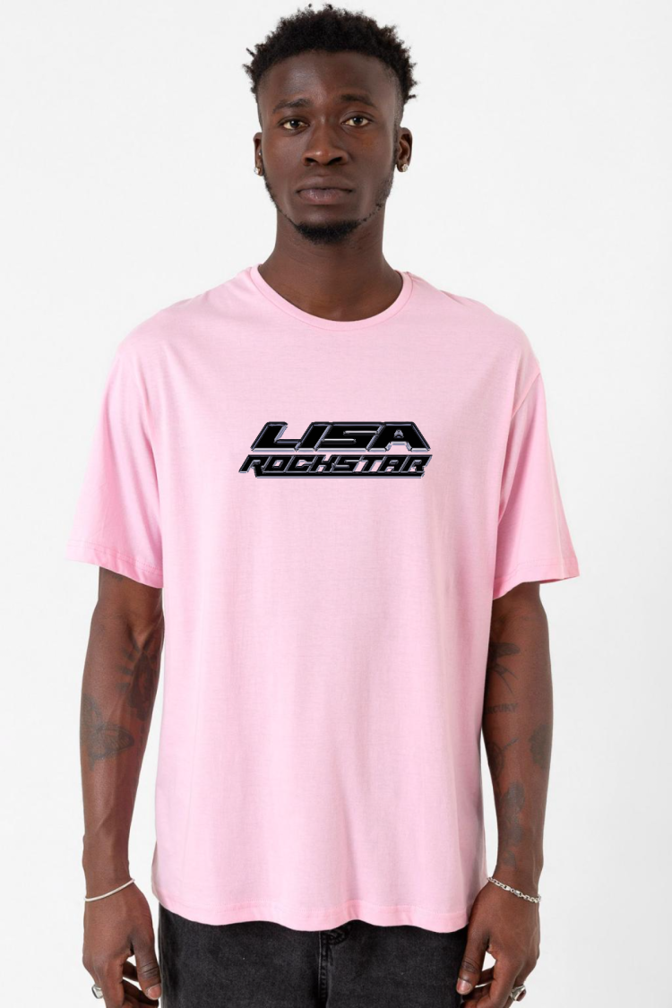 Lisa Rockstar Pembe Erkek Oversize Tshirt