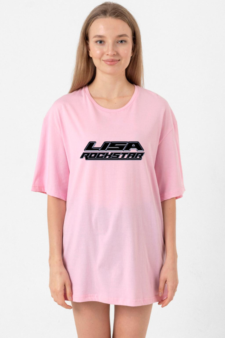 Lisa Rockstar Pembe Kadın Oversize Tshirt