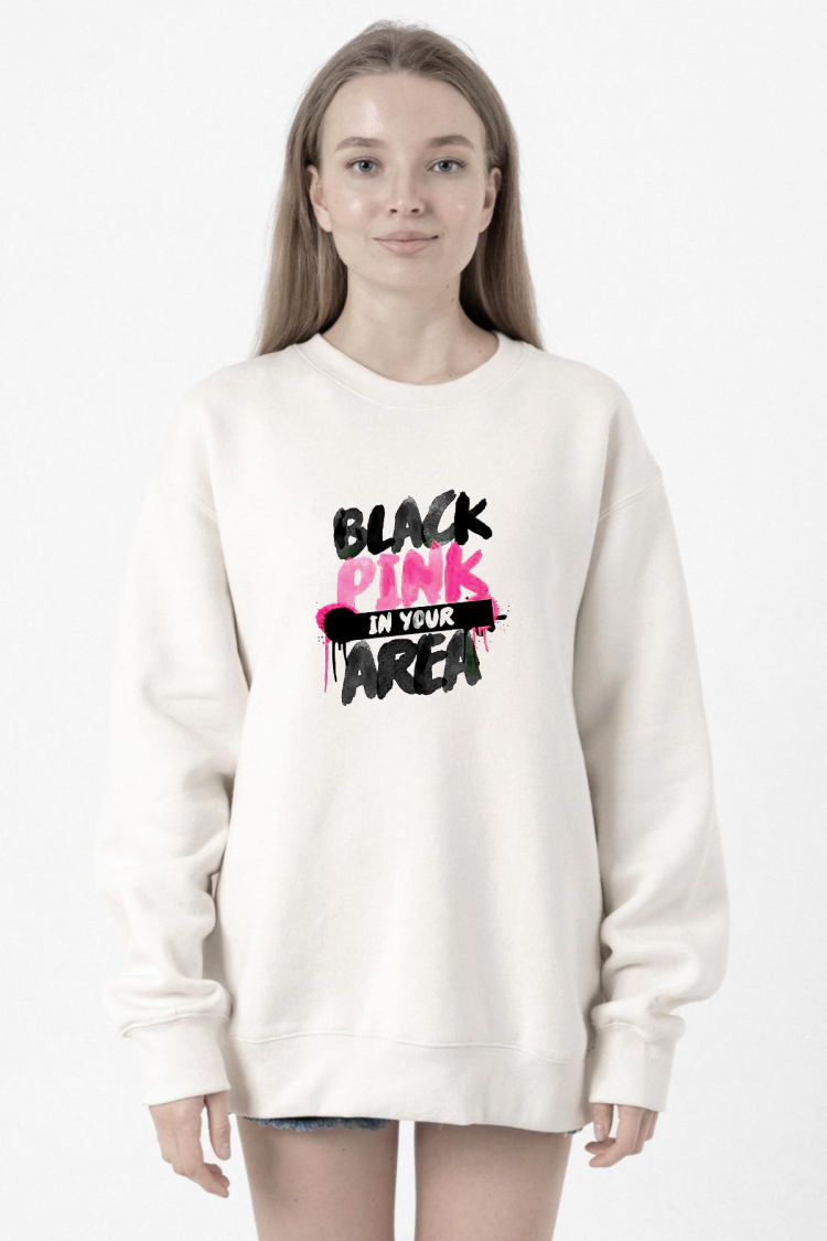 Black Pink In Your Area Beyaz Kadın 2ip Sweatshirt