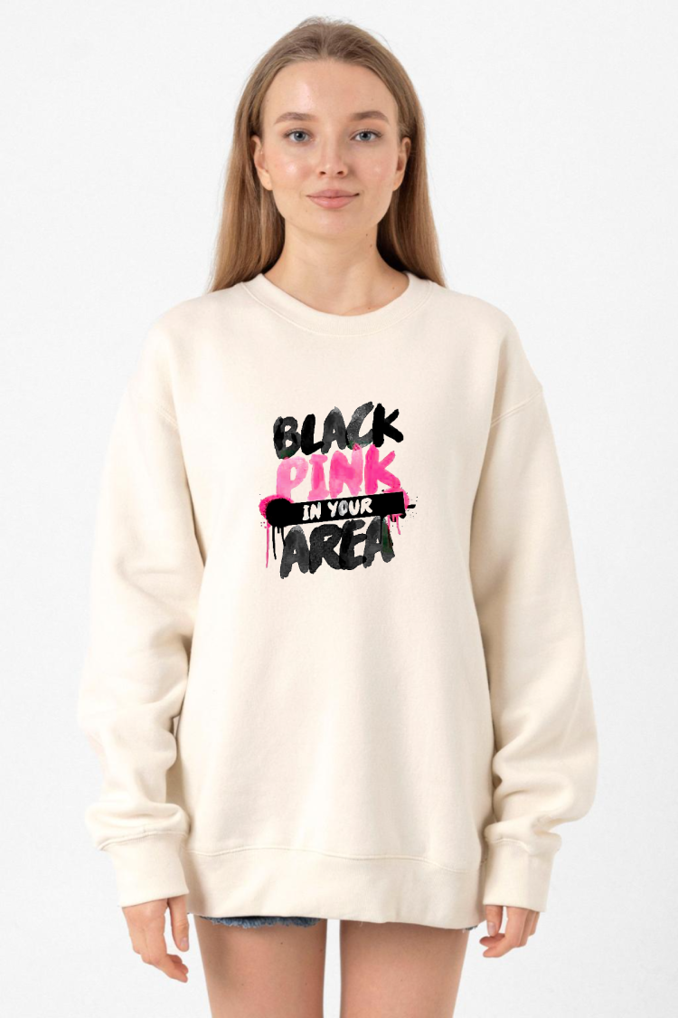 Black Pink In Your Area Ekru Kadın 2ip Sweatshirt