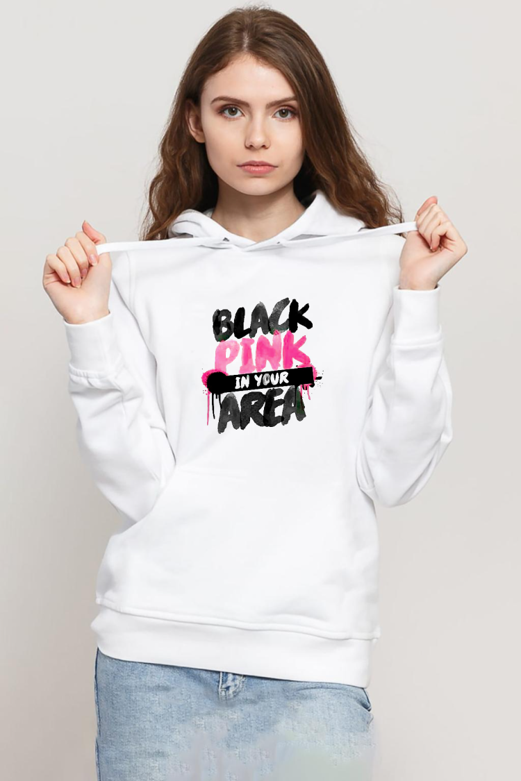 Black Pink In Your Area Beyaz Kadın 3ip Kapşonlu Sweatshirt