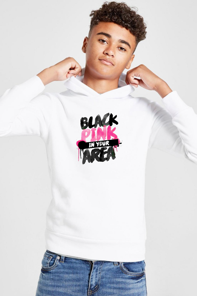 Black Pink In Your Area Beyaz Çocuk 3ip Kapşonlu  Sweatshirt