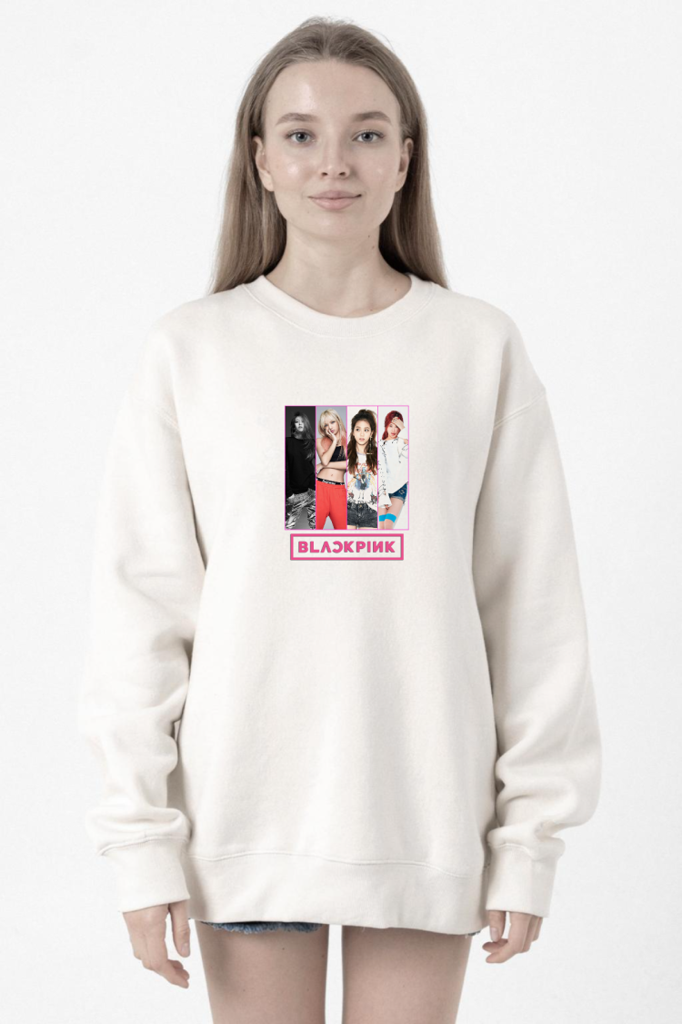 Black Pink Band Beyaz Kadın 2ip Sweatshirt