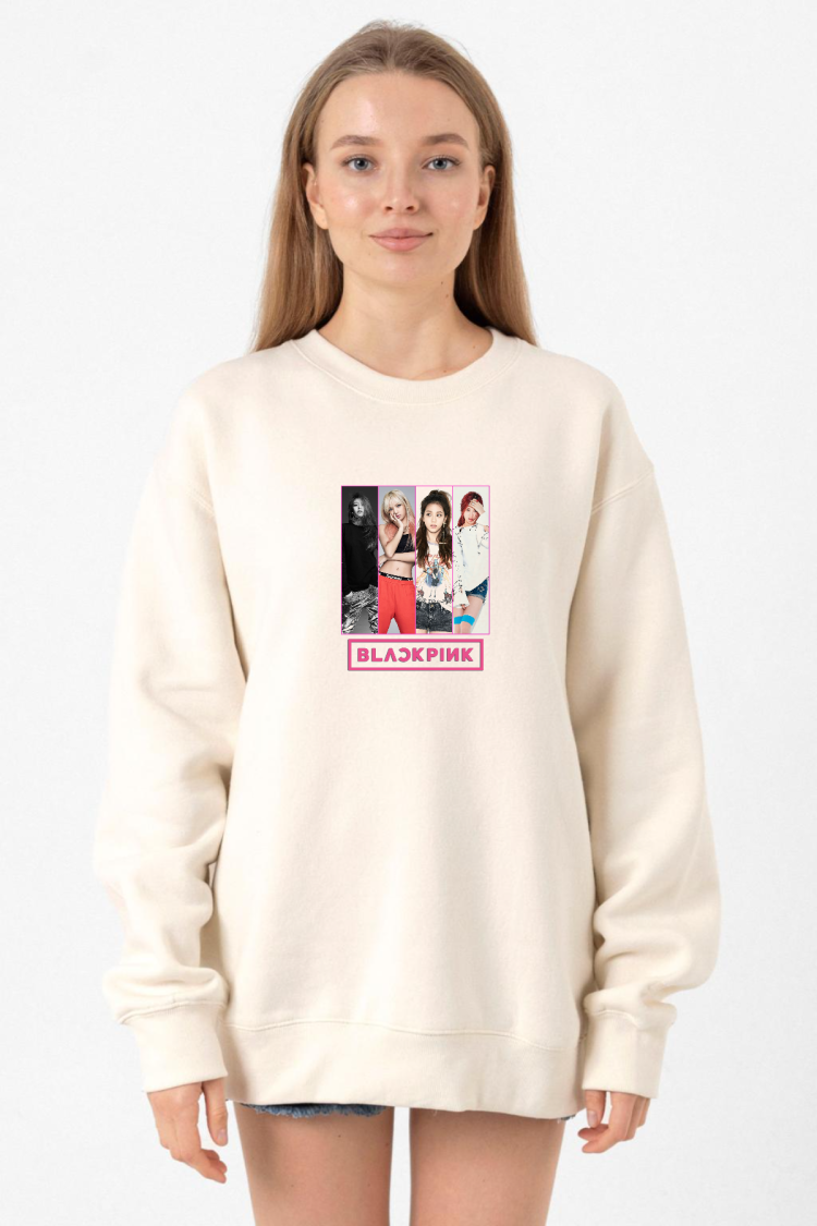 Black Pink Band Ekru Kadın 2ip Sweatshirt