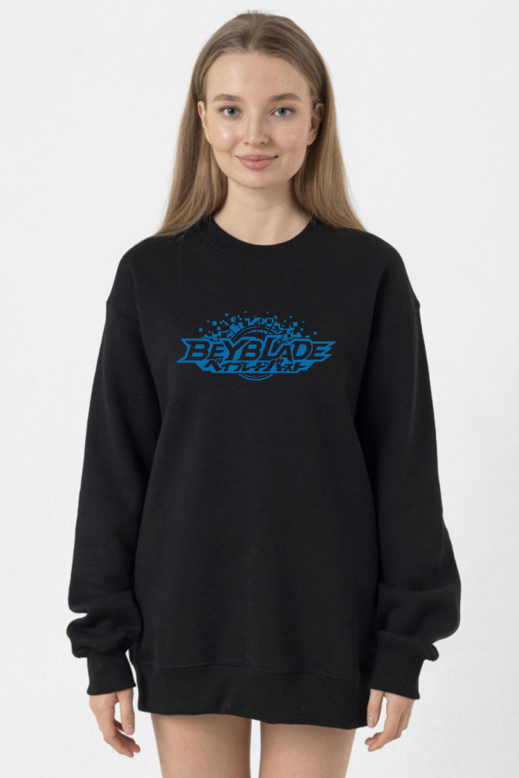 Beyblade Logo Siyah Kadın 2ip Sweatshirt