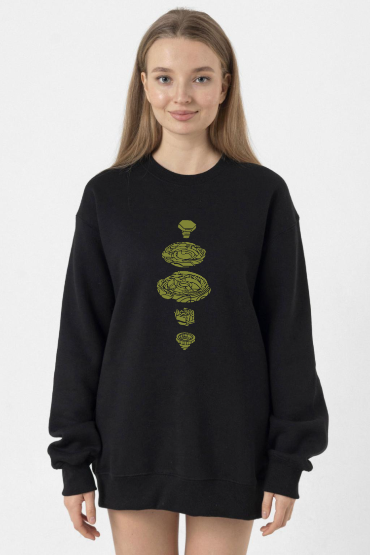 Beyblade Pieces Green Siyah Kadın 2ip Sweatshirt