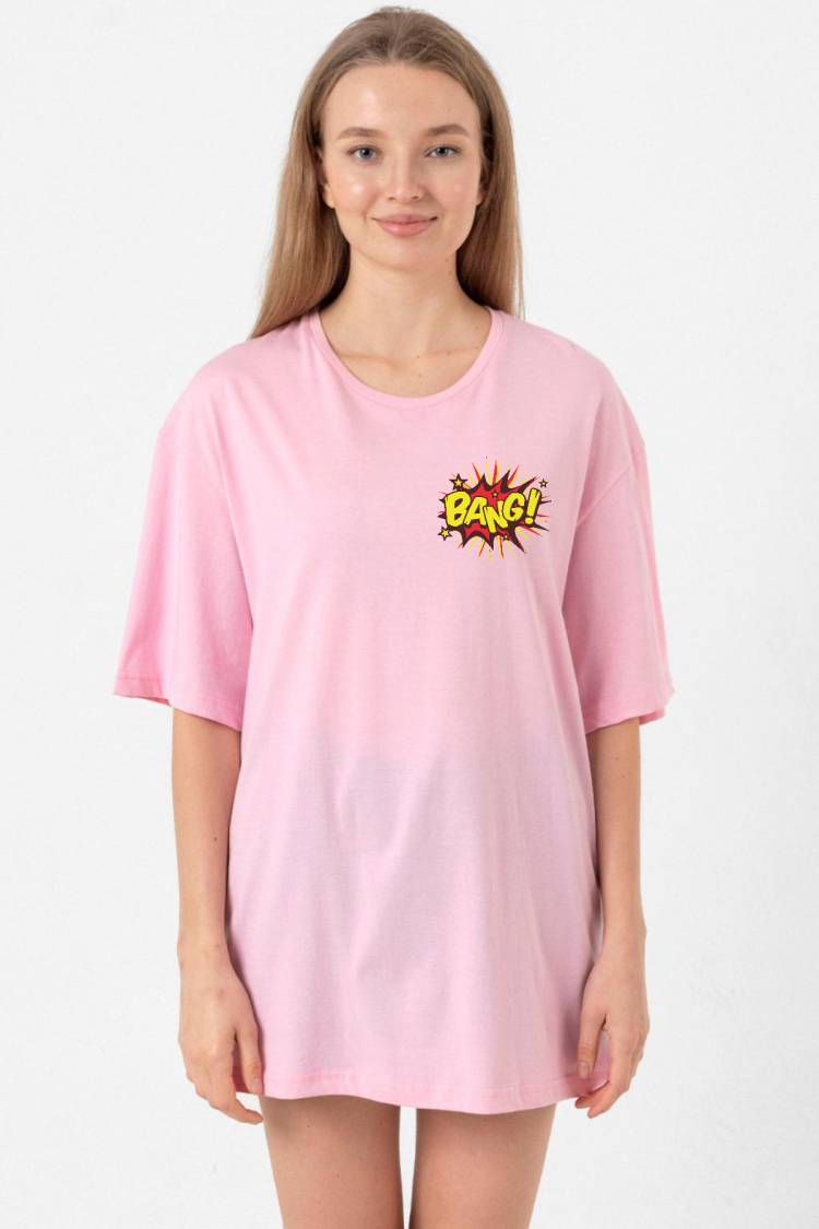 Big Bang Theory Bang Logo Pembe Kadın Oversize Tshirt