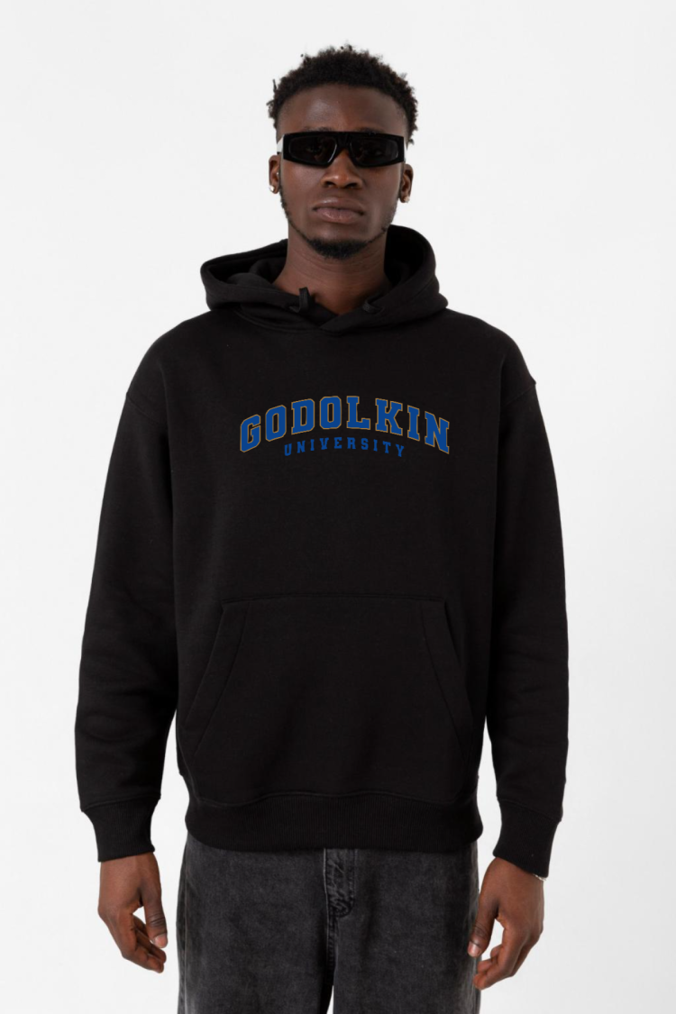 Gen V Godolkin University Letter Siyah Erkek 3ip Kapşonlu Sweatshirt