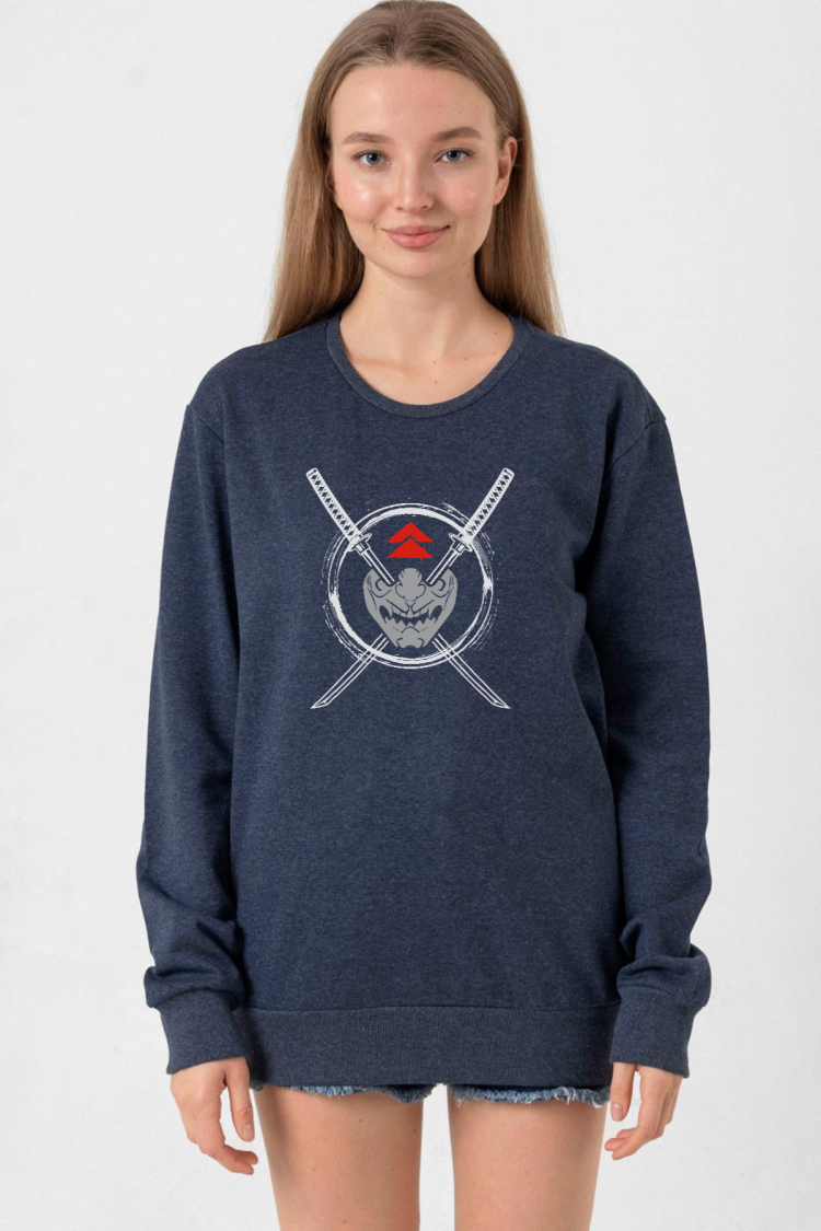 Ghost Of Tsushima Samurai Mask İndigo Kadın 2ip Sweatshirt