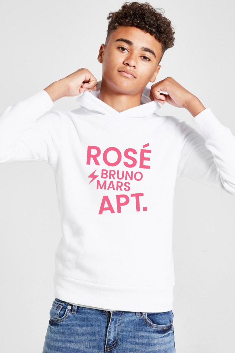 BLACKPINK ROSE BRUNO MARS APT Beyaz Çocuk 3ip Kapşonlu  Sweatshirt