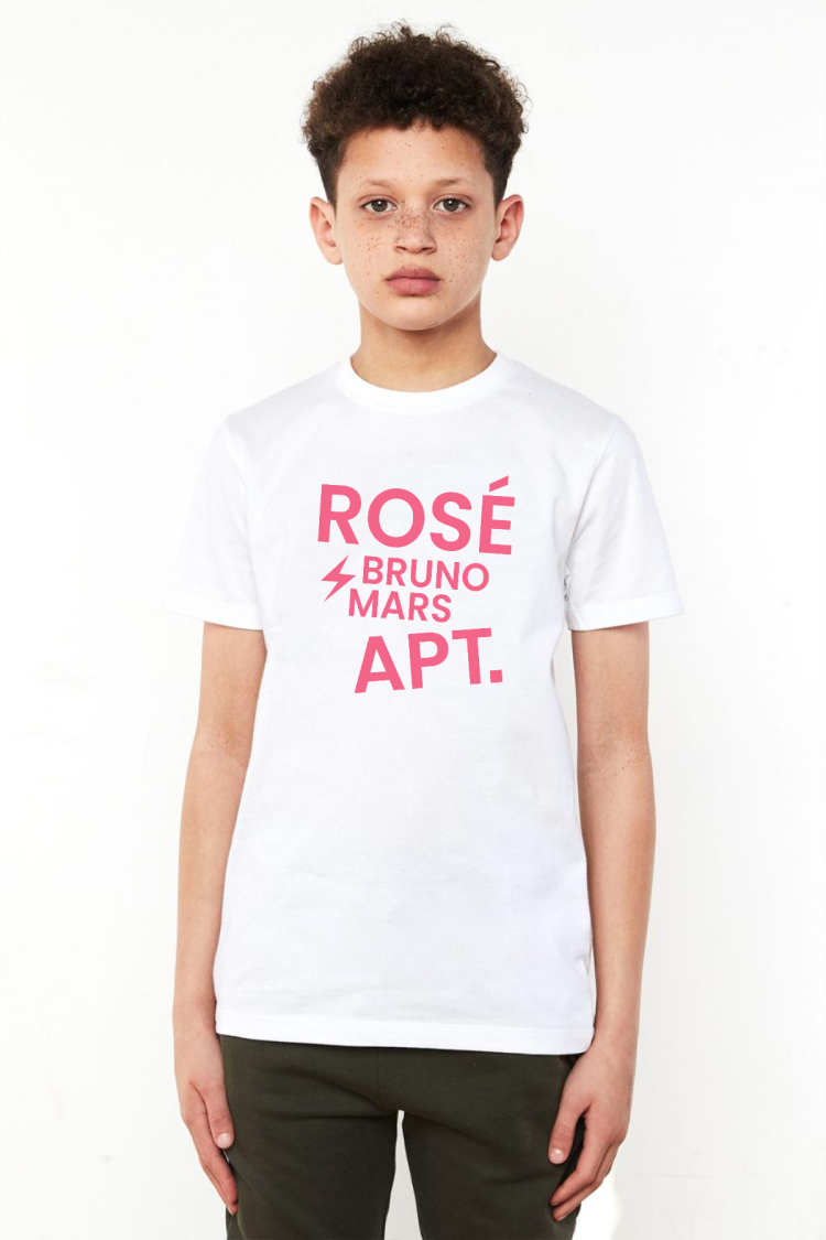 BLACKPINK ROSE BRUNO MARS APT Beyaz Çocuk Bisikletyaka Tshirt