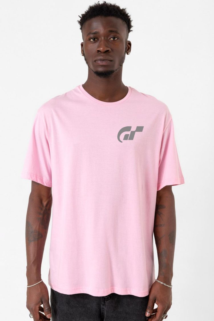 Gran Turismo Pocket Logo Pembe Erkek Oversize Tshirt