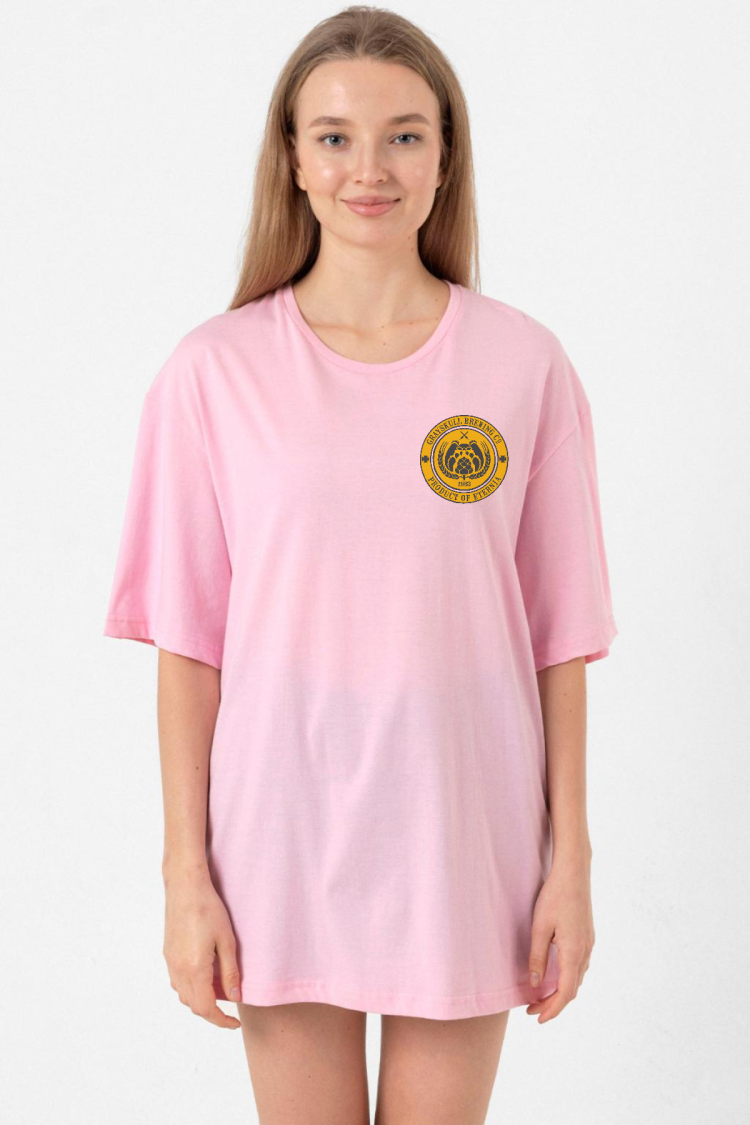 He Man Grayskull Brewing Co Logo Pembe Kadın Oversize Tshirt