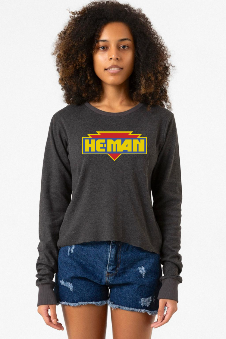 He Man Logo Füme Ekstra Uzunkol Sweatshirt