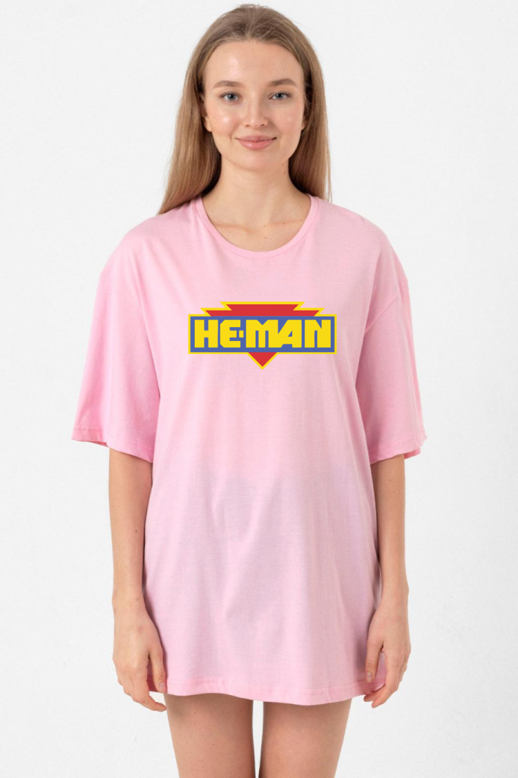 He Man Logo Pembe Kadın Oversize Tshirt