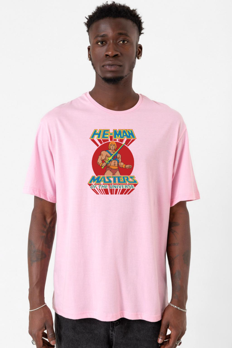 He Man Masters Of The Universe Pembe Erkek Oversize Tshirt