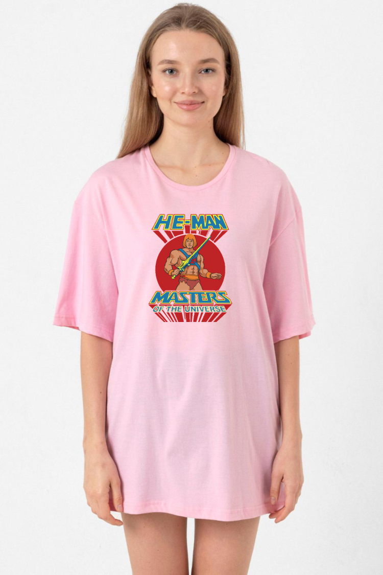 He Man Masters Of The Universe Pembe Kadın Oversize Tshirt