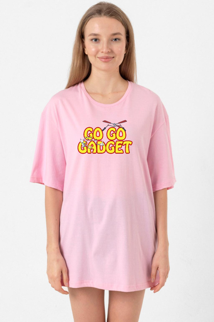 Inspector Gadget Go Go Gadget Pembe Kadın Oversize Tshirt