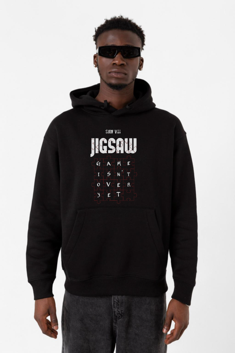 Jigsaw Game Isn_t Over Yet Siyah Erkek 3ip Kapşonlu Sweatshirt