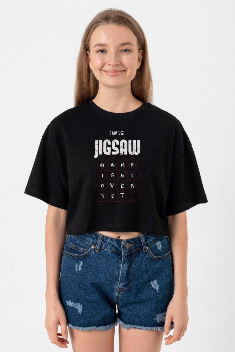 Jigsaw Game Isn_t Over Yet Siyah Kadın Crop Tshirt