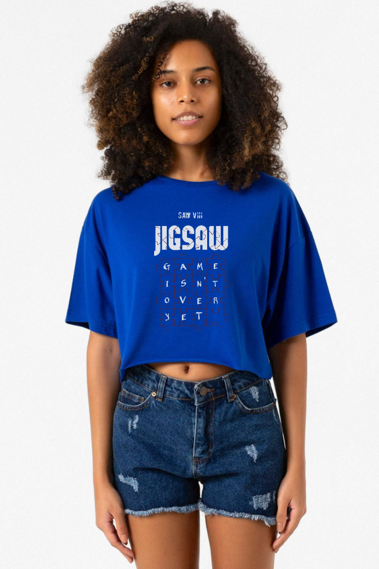 Jigsaw Game Isn_t Over Yet Mavi Kadın Crop Tshirt