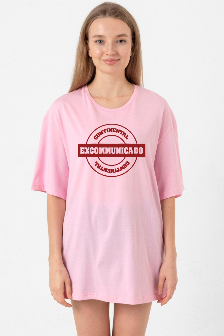 John Wick Continental Excommunicado Pembe Kadın Oversize Tshirt