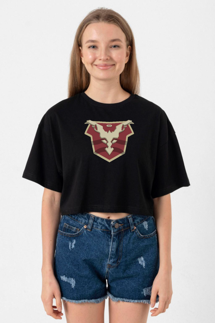 Jupiters Legacy Utopian Chest Siyah Kadın Crop Tshirt