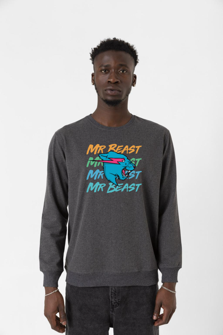 Mr Beast Lettern Füme Erkek 2ip Sweatshirt