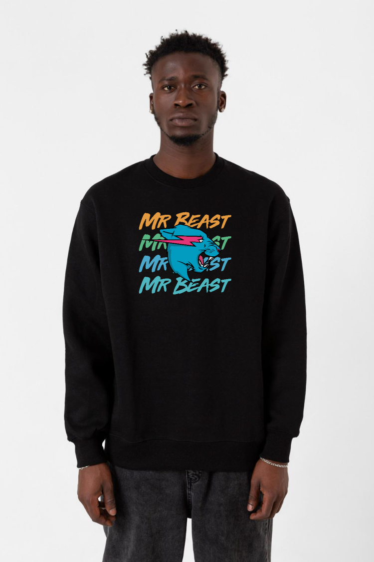 Mr Beast Lettern Siyah Erkek 2ip Sweatshirt