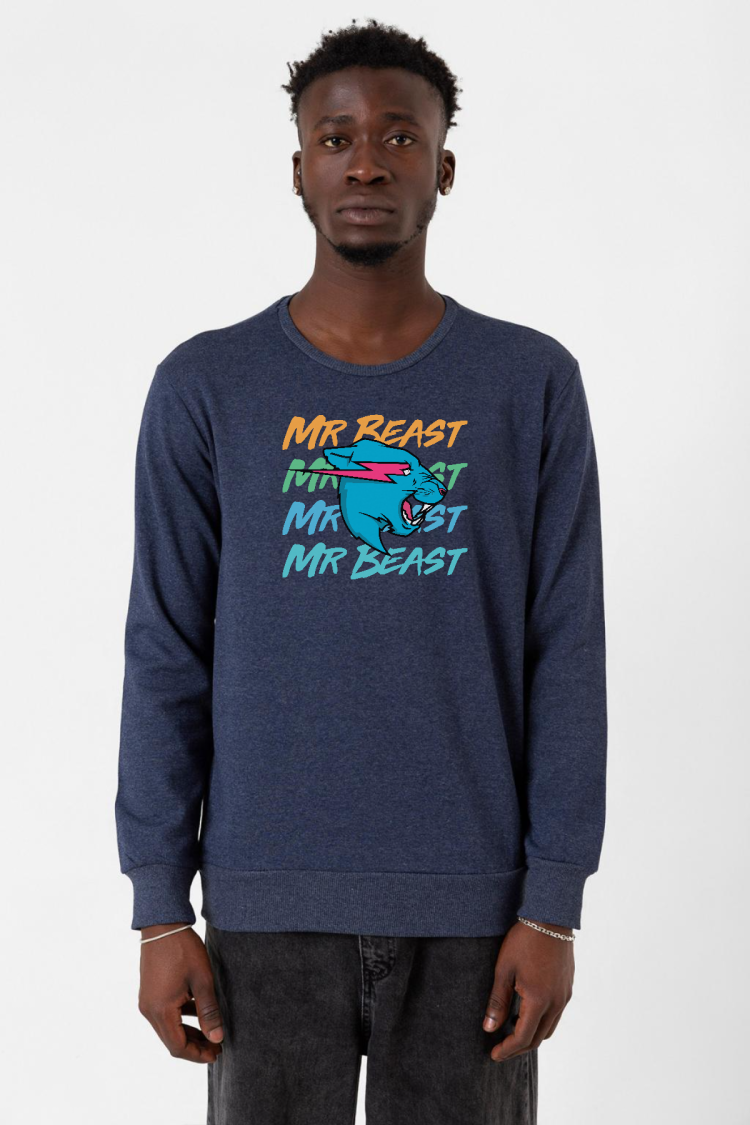 Mr Beast Lettern indigo Erkek 2ip Sweatshirt