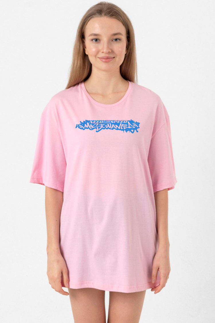 Need For Speed Most Wanted Pembe Kadın Oversize Tshirt