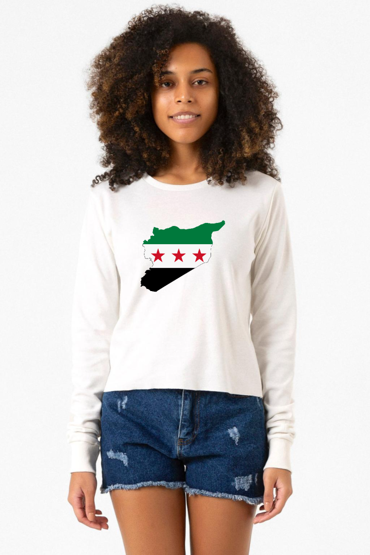 Suriye Yeni Bayrak Ekru Ekstra Uzunkol Sweatshirt