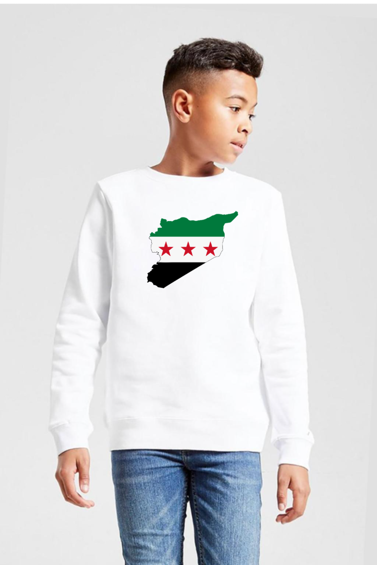 Suriye Yeni Bayrak Beyaz Çocuk 2ip Sweatshirt