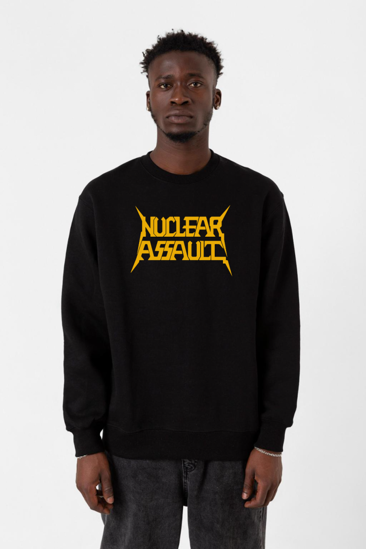 Nuclear Assault Lettern Siyah Erkek 2ip Sweatshirt