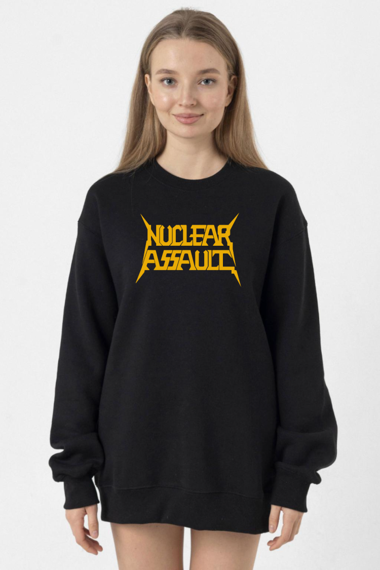 Nuclear Assault Lettern Siyah Kadın 2ip Sweatshirt