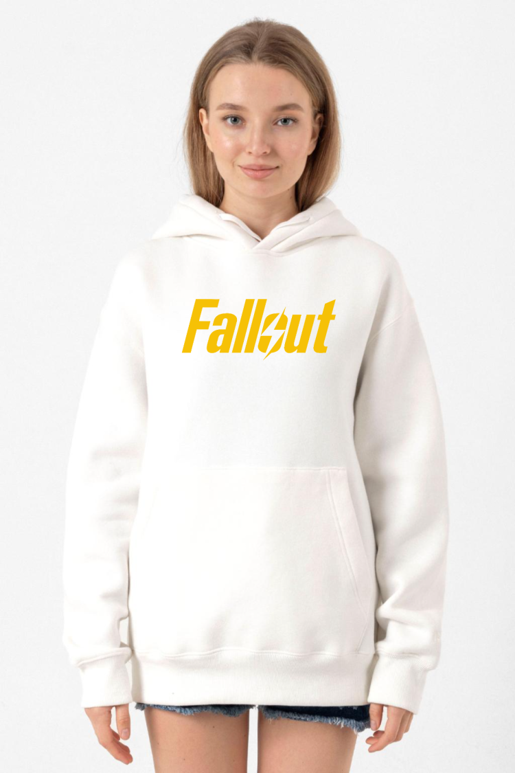 Fallout Lettern Beyaz Kadın 3ip Kapşonlu Sweatshirt