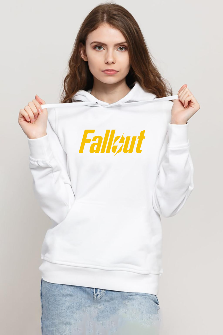 Fallout Lettern Beyaz Kadın 3ip Kapşonlu Sweatshirt