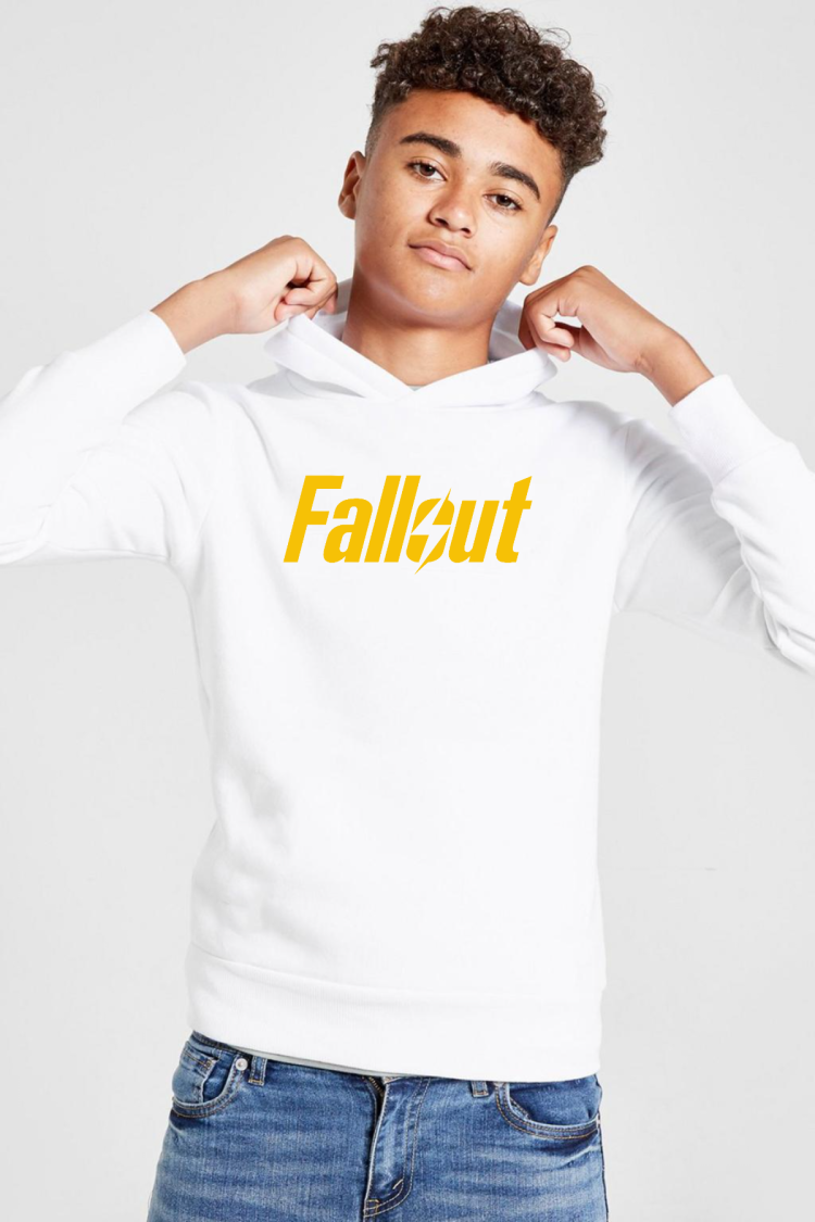 Fallout Lettern Beyaz Çocuk 3ip Kapşonlu  Sweatshirt