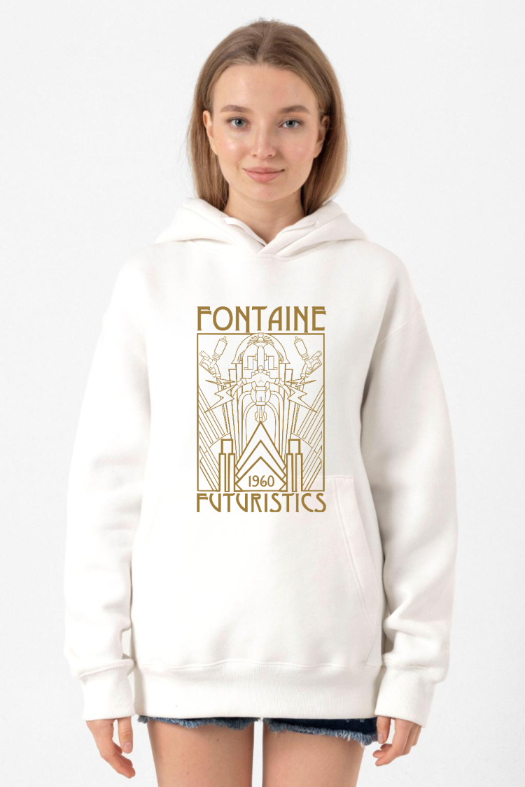 Bioshock Fontaine Futuristics Beyaz Kadın 3ip Kapşonlu Sweatshirt