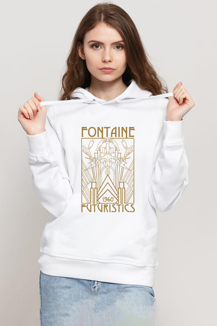 Bioshock Fontaine Futuristics Beyaz Kadın 3ip Kapşonlu Sweatshirt